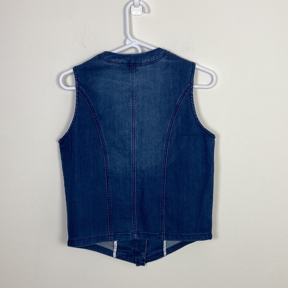 Embroidered Denim Vest Colorful Patches Women's Small Y2K 90s Retro Summer - Picture 5 of 5